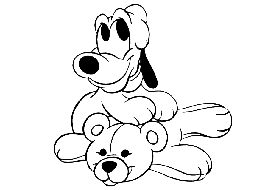 A puppy and a teddy bear